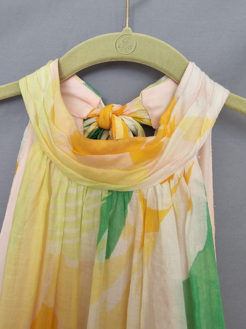 Cynthia Steffe Yellow and Green Floral Halter Maxi Dress - Picture 7 of 11